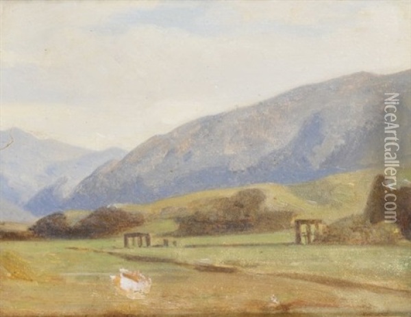 Ruine D'un Aqueduc Dans La Campagne Romaine Oil Painting - Jean-Baptiste Adolphe Gibert