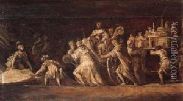 Triumphal Processions -- En Grisaille Oil Painting - Polidoro Da Caravaggio (Caldara)