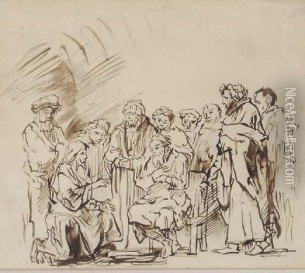 Christ Washing The Feet Of Saint Peter Oil Painting - Rembrandt Van Rijn