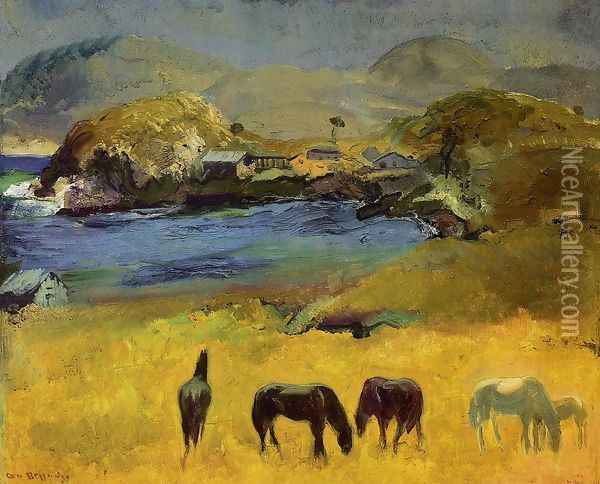 Horses Carmel Oil Painting - George Wesley Bellows
