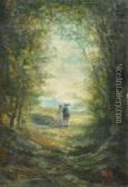 Paysage Romantique Anime Oil Painting - Johann The Younger Till