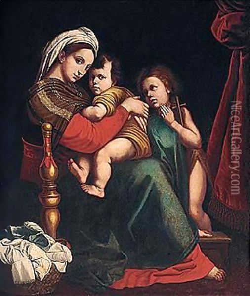 Madonna Della Sedia 2 Oil Painting - Raphael (Raffaello Sanzio of Urbino)