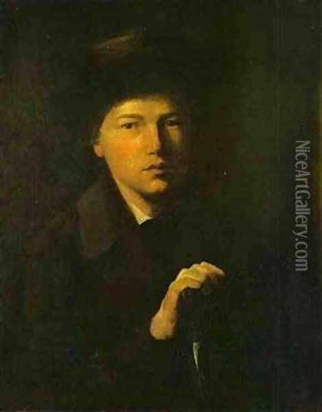 Portrait Of Nikolai Kridener The Artists Brother 1856 Oil Painting - Vasily Perov