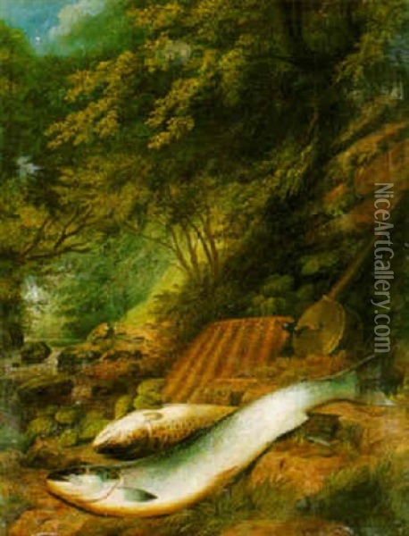 On The Riverbank Oil Painting - John Bucknell Russell
