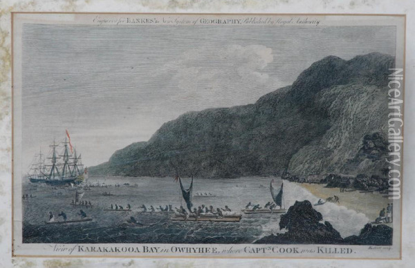 'view Of Karakakooa In Owhyhee, Where Captain Cook Was Killed...' Oil Painting - Richard Bankes Harraden