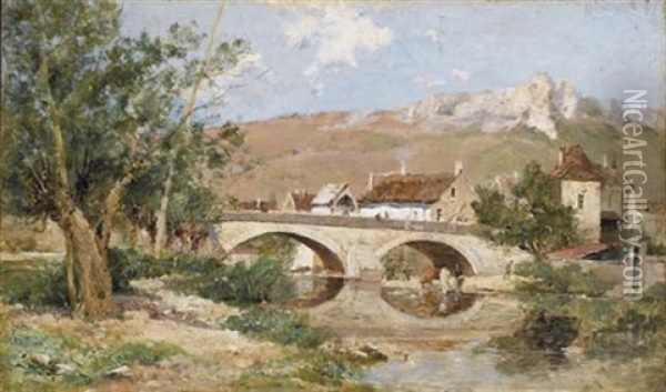 Le Vieux Pont De Mailly-le-chateau En Bourgogne Oil Painting - Maurice Levis
