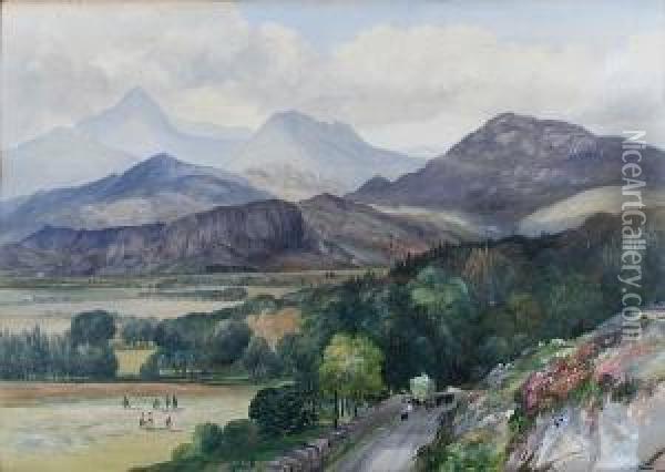 Snowdon From Between Bedgellert Andtanny-bwlch Oil Painting - Caroline Fanny Williams