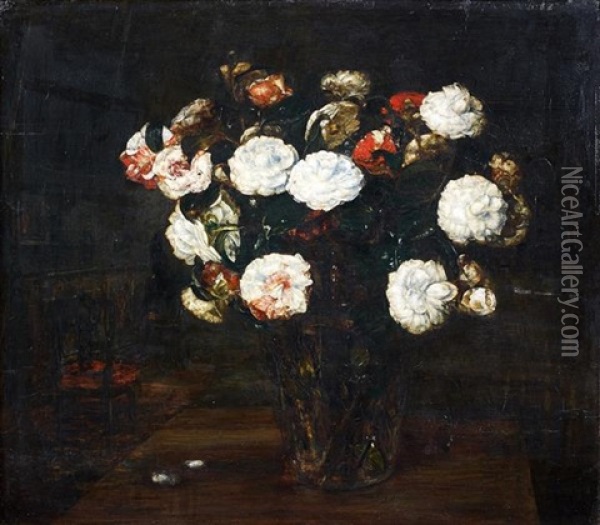 Bouquet De Camelias Romains Oil Painting - Friedrich Stahl