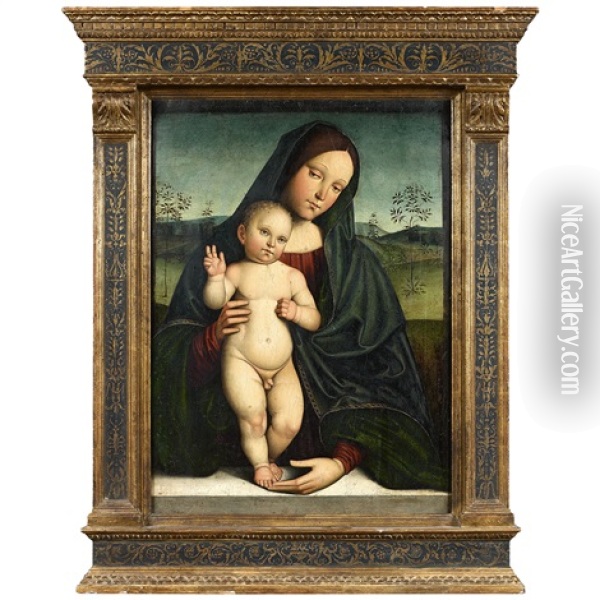 La Vierge A L'enfant Dans Un Paysage (collab. W/studio) Oil Painting - Francesco Francia