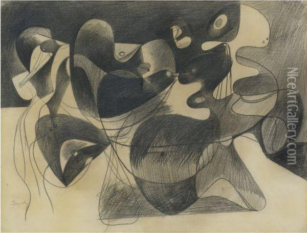 Study For Image In Xhorkom Oil Painting - Arshile Gorky