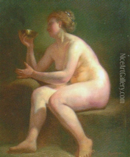 Gudinnan Tebe Matande Korp Oil Painting - Hugo Salmson