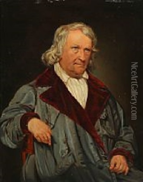 Portrait Of The Danish Scultpor Bertel Thorvaldsen Oil Painting - Sophus Schack
