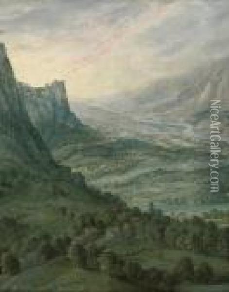 An Extensive Mountainous Landscape Oil Painting - Joos De Momper