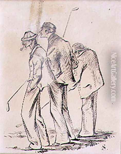 The Lethargic Golfers, illustration from Graphic magazine, pub. c.1870 Oil Painting - Henry Sandercock