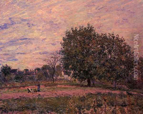 Walnut Trees, Sunset - Early Days of October Oil Painting - Alfred Sisley