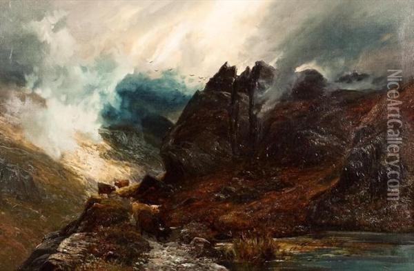 In The Highlands Oil Painting - Clarence Roe
