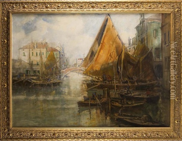 Lodzie W Porcie Oil Painting - Otto Hammel