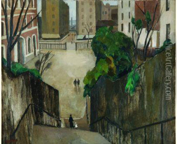  Escalier A Paris  Oil Painting - Louis Robert Antral