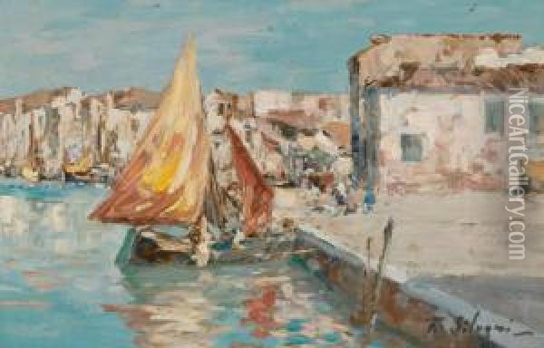Italienische Lagune Oil Painting - Ferdinando Silvani
