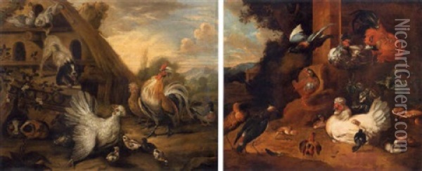 Paesaggio Con Uccelli Oil Painting - Gysbert Gillisz de Hondecoeter