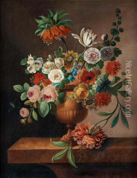 Still Life Withflowers Oil Painting - Cornelis Johannes De Bruyn