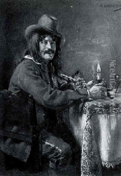 Cavalier Oil Painting - Albert Friedrich Schroeder