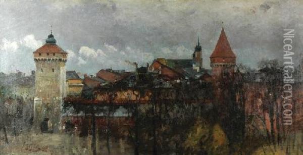 Widok Krakowa W Jesieni Oil Painting - Julian Falat