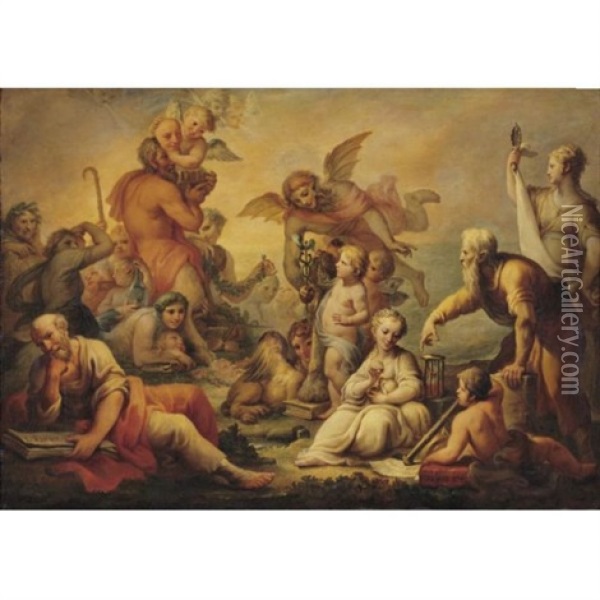 Allegory Of Virtue And Vice Oil Painting - Francesco Corneliano