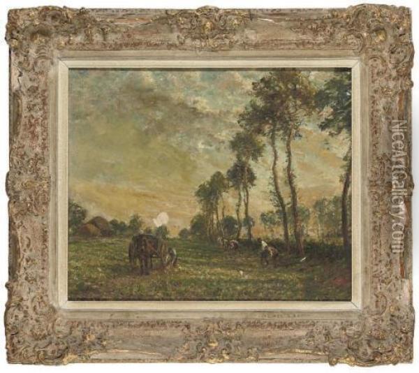 Tilling The Land Oil Painting - William Mark Fisher