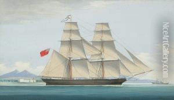Brig 'jessie Greig', Capt. David Jarvis Leaving Smyrna Bay Oil Painting - Raffael Corsini