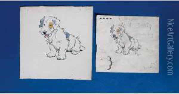 A Study Of A Sealyham Terrier For A Poole Pottery Tile Design Oil Painting - Cecil Charles Aldin