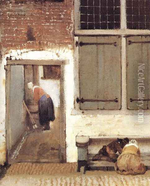 The Little Street (detail-2) 1657-58 Oil Painting - Jan Vermeer Van Delft