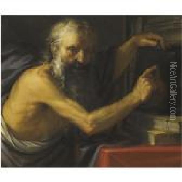 A Philosopher Oil Painting - Agostino Scilla