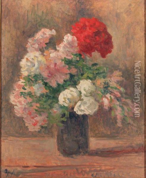 A Still Life With Flowers Oil Painting - Maximilien Luce