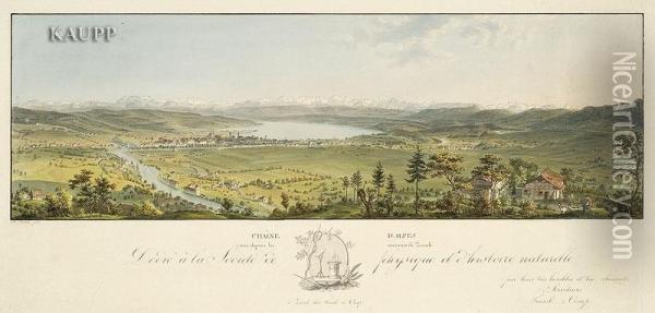 Blick Aus Der Gegend Um Zurich Auf Alpenpanorama Und Umland Oil Painting - Heinrich Keller