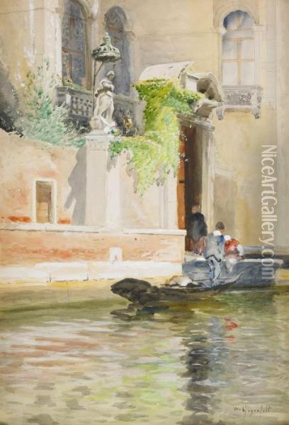 Ca' Rezzonico - Ingangen Vid Rio Di San Barnaba Oil Painting - Wilhelm von Gegerfelt