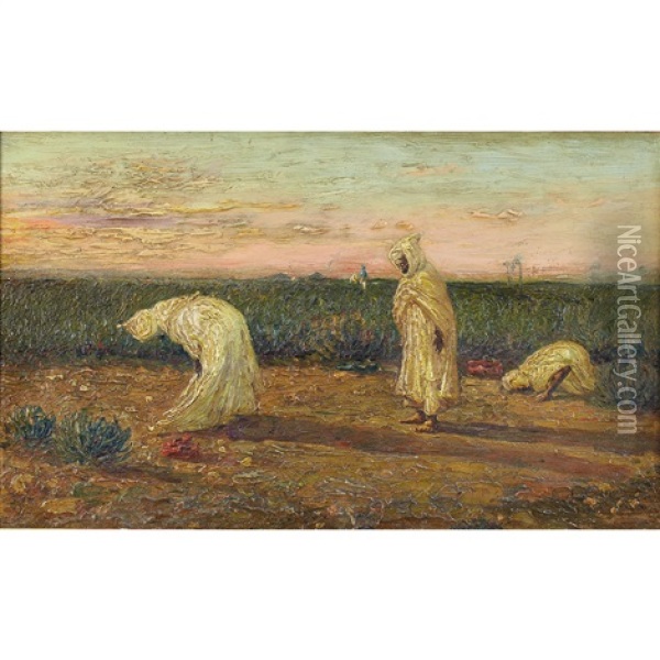 Priere Du Soir, Maroc Oil Painting - Vincent Manago