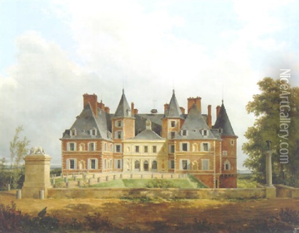 A Chateau In A Landscape Oil Painting - Nicolas Alexandre Barbier