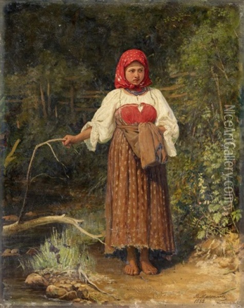 Bauernmadchen Oil Painting - Vasily Maksimov