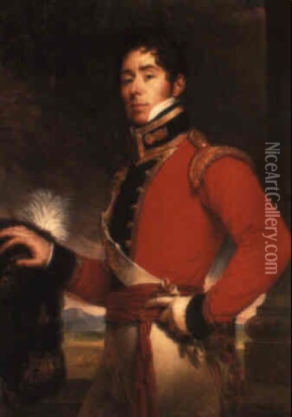 Portrait Of Viscount Hill, Standing Three-quarter Length Oil Painting - Sir William Beechey