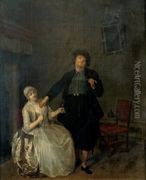 Couple Dans Un Interieur Oil Painting - Gabriel Metsu