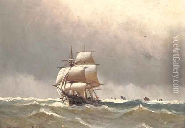 Af full sail Oil Painting - Alfred Serenius Jensen