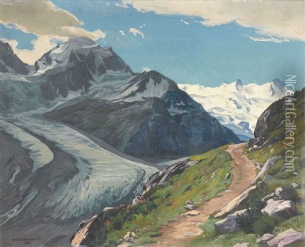 Tschiervagletscher Mit Berninagruppe Oil Painting - Emil Schulze