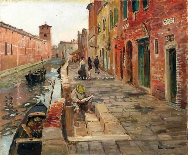 Fra Venezia Olje Pa Lerret Oil Painting - Fritz Thaulow