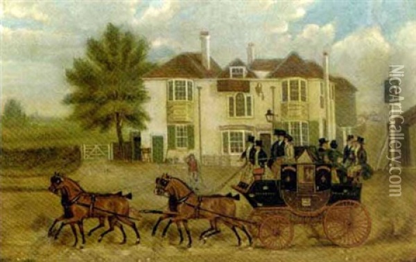 The Royal Bruce Passing The Bald Faced Stag At Finchley Oil Painting - James Pollard