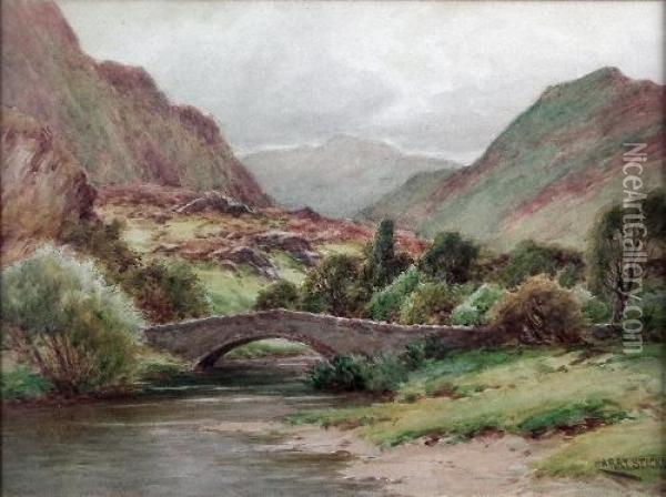 At The Bridge,borrowdale Oil Painting - Harry James Sticks