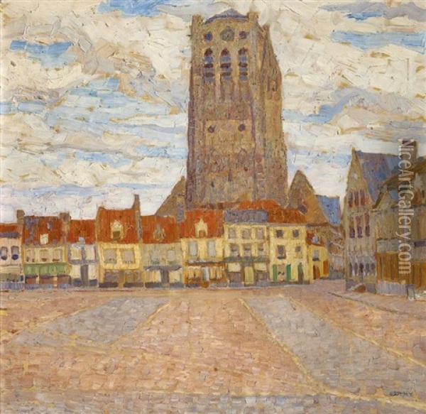 Markt In Furnes Oil Painting - Walter Ophey