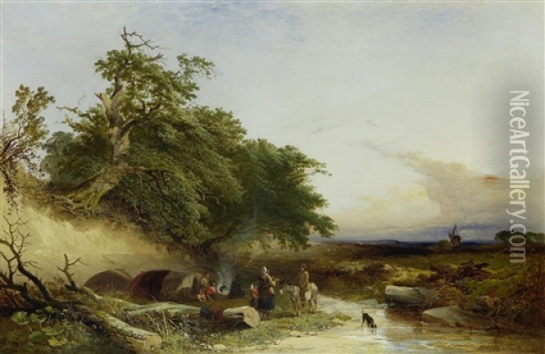 Gypsy Encampment Oil Painting - Henry John Boddington