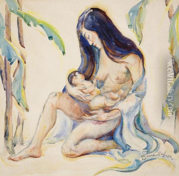 Mother And Child Oil Painting - Donna Schuster
