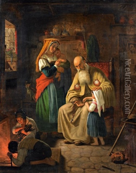 Die Ruckkehr Des Pilgers Von Santiago De Compostella Oil Painting - Peter (Johann P.) Raadsig